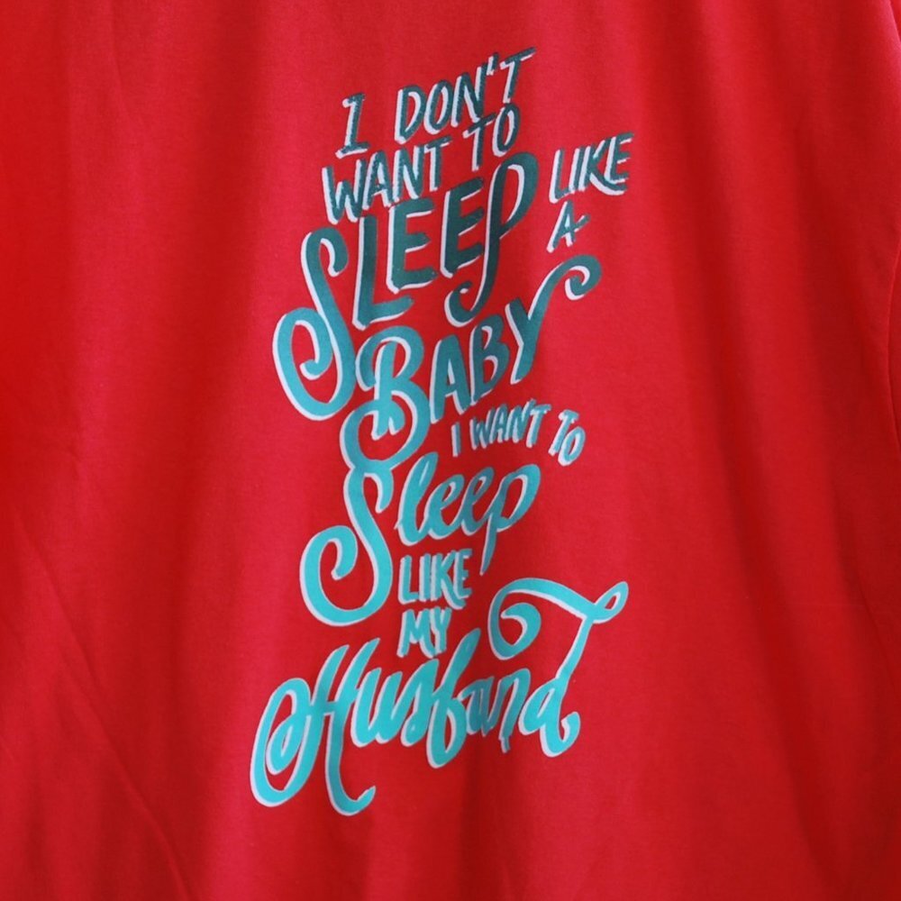 NWOT Delta Pro Weight Plus Size Women's Graphic Tee Sleep Husband Red 2XL